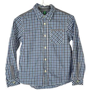 United Colors Of Benetton Blue White Gingham Shirt Boy Medium 7-8 130cm